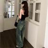 Sexy Folds Buttons Sleeveless Crop Top Black Vintage Y2K Corset Tops  Casual Basic T-shirt