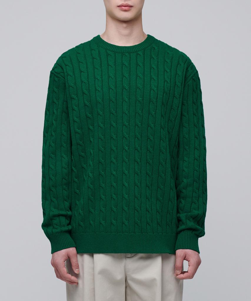 MUSINSA STANDARD Cable Crew Neck Knit [Jolly Green]