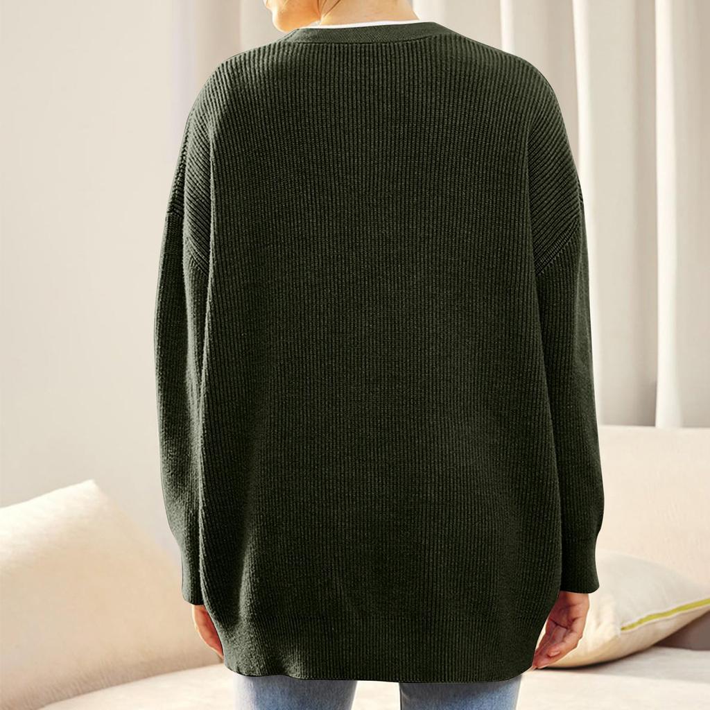 Women's Cardigan Front Oversized Buttons Lightweight Sweater V Neck Long Sleeve Loose Cardigan Knitwear
