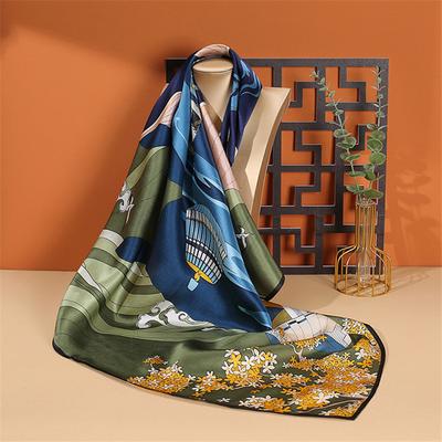 Cachecol Xale 90x90cm 100% Seda de Amora Mulheres Acessório de Luxo Vintage Primavera Verão Leve Proteção Solar Cachecol de Pescoço Envoltório de Cinto