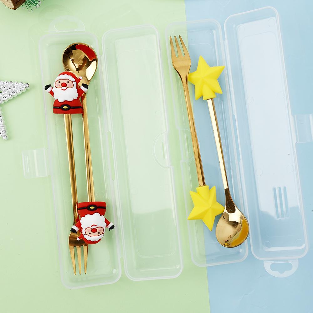 Christmas Dessert Fork and Spoon Set