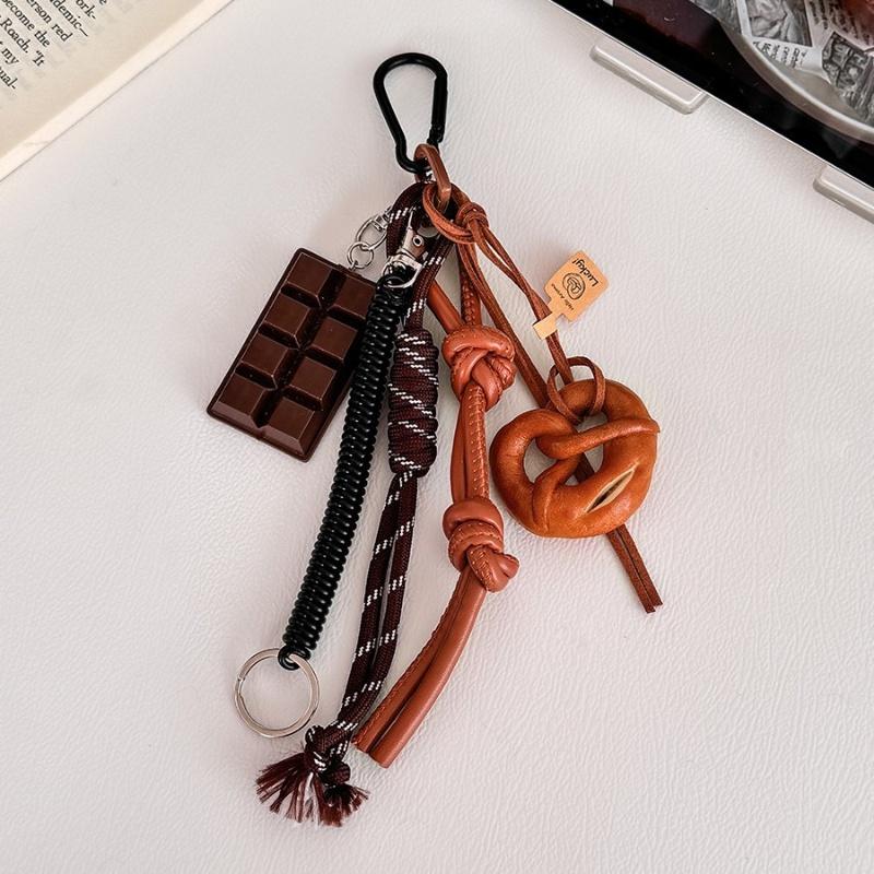 Braided Rope Bag Pendant High-Grade Keychain Pendant Cute Miu Series Alkaline Water Bread Bag Pendant Chocolate Pendant