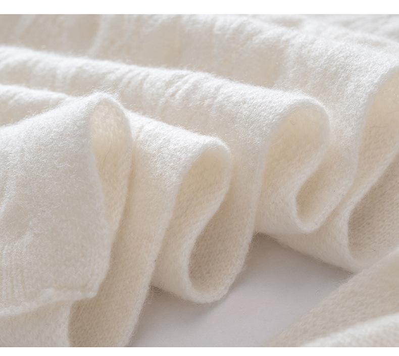 100% Pure Cashmere Knit Scarf for Women - Warm, Fashionable, Hollow Design for Autumn/Winter