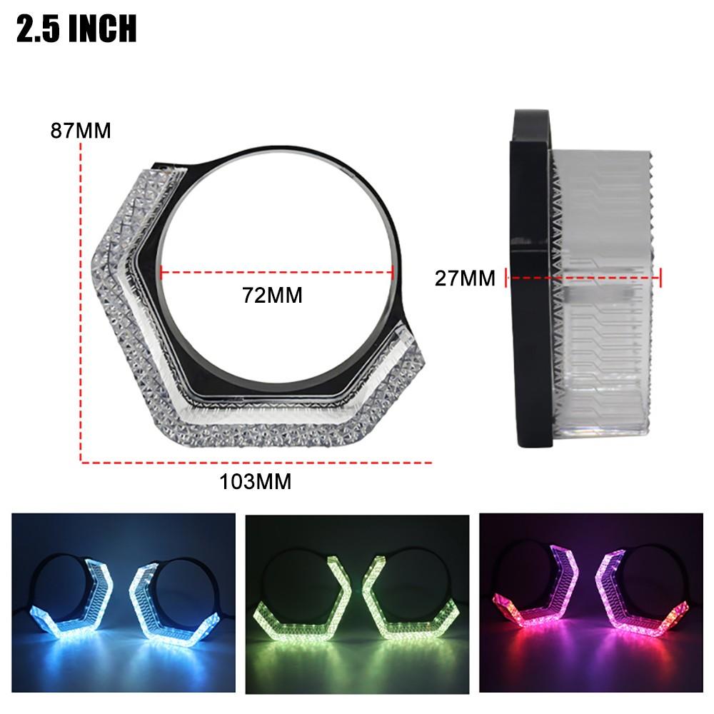 2,5-дюймовые 5D Кристальные WRGB LED Ангельские Глаза Гало-Кольца Прямоугольные Накладки Дневных Ходовых Огней С Поворотником Управление Через Приложение Для Автомобильной Фары