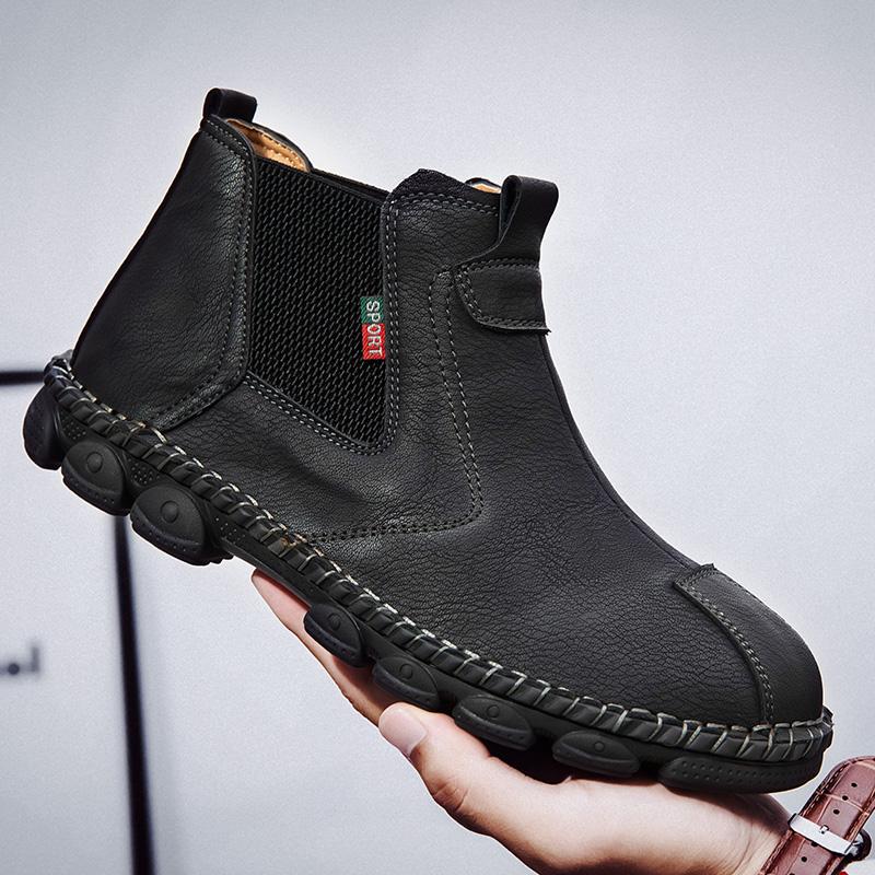 Mens Handmade Genuine Leather Boots Large Size Comfortable Ankle Boots for Men Casual Shoes Outdoor Boots Chelsea Boots