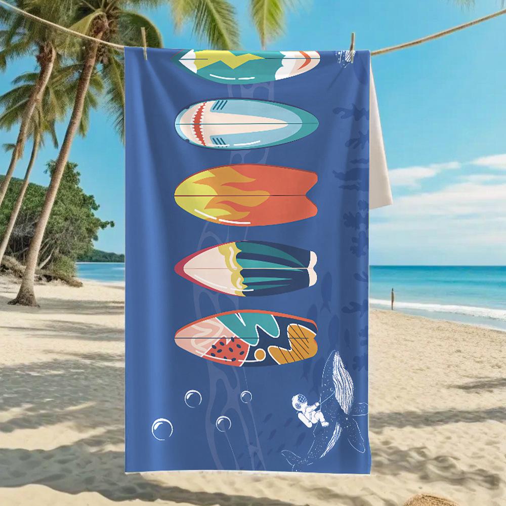 New, Double-sided Velvet Beach Towel Quick-drying Sports Towel Printed Bath Towel