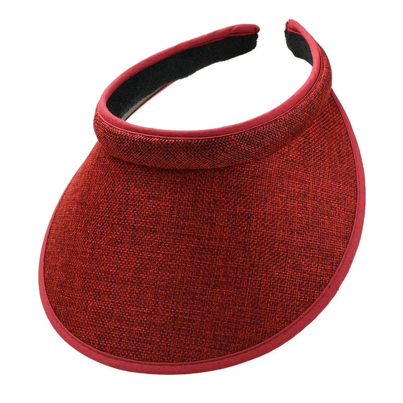 

1PC Summer Sun Visors for Women Adjustable Cap Sports Sun Visors for Men Clip-On Wide Brim Visor Hats Straw Cap Suncap красный