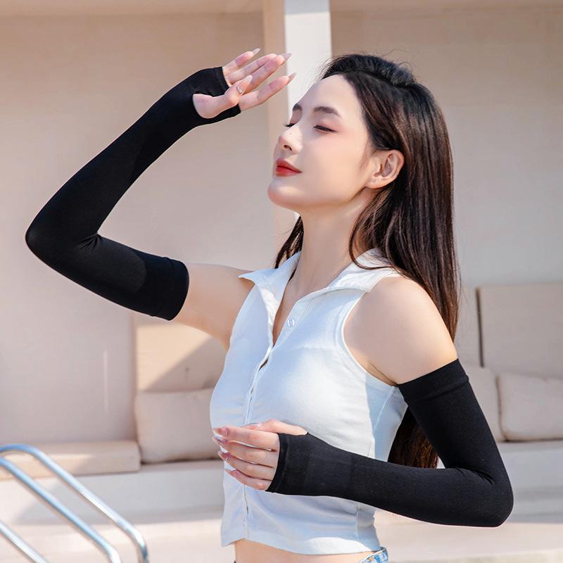 Women’s Plus Size UV Protection Arm Sleeves, Ice Silk Cooling Sleeves, Breathable Loose Sun Sleeves for Cycling Running Outdoor