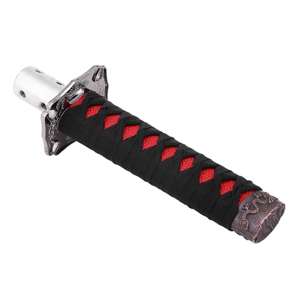 Universal Japanese Sword Car Gear Shift Lever Knob Shifter with 4 Adapters Black Red