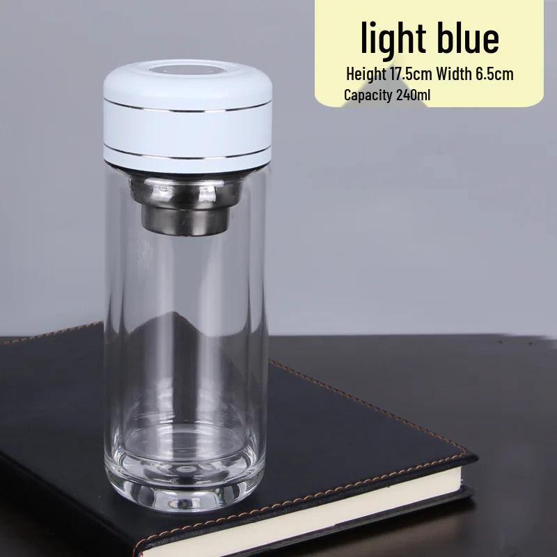 One-Touch Open Goose Egg Double-Layer Glass Cup: Anti-Scalding, High Borosilicate, Quick-Open Tea/Water Separation Cup