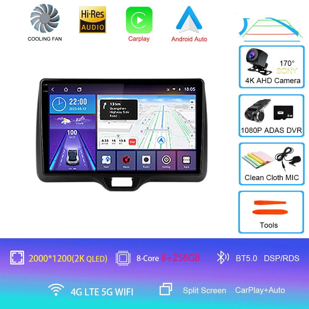 Android 14 Car Radio Carplay Auto For Toyota Yaris Vios 2020 - 2025 Right Hand Drive Multimedia Player GPS Video 2 Din Head Unit