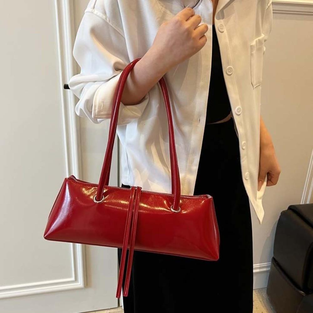 Y2K French Stick Handbag Solid Color Texture Underarm Bags All-match PU Shoulder Bag  Women