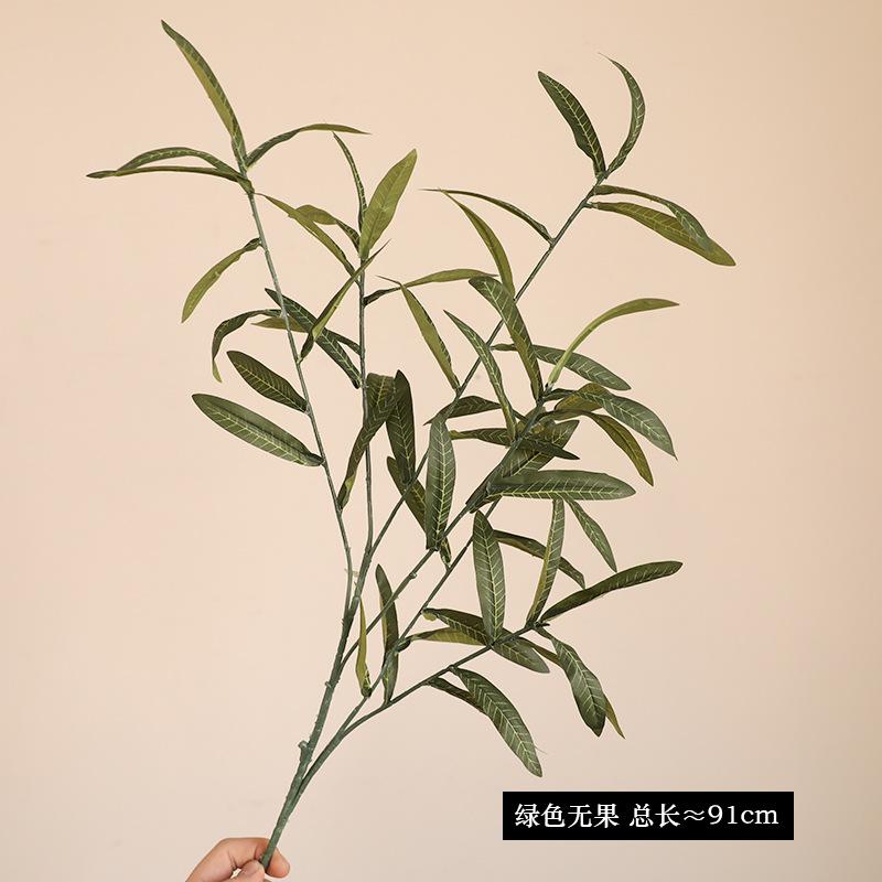 Simulated green plant olive branch 4 forks with fruit olive branch fake tree branch wedding home photography props flower arrangement decoration