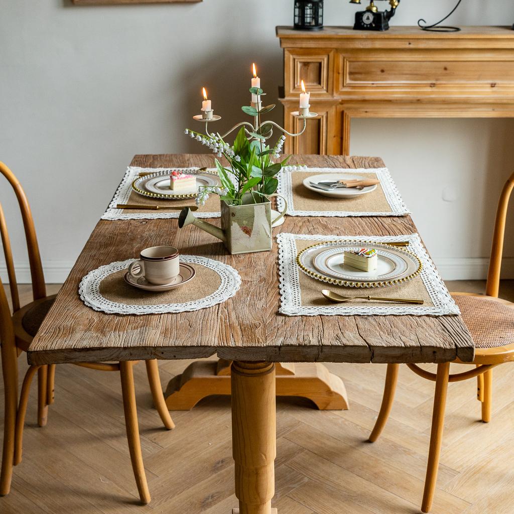 Farmhouse Retro Jute Tassel Table Mat | Round Bowl Pad | Rectangular Heat Insulation Mat | Dinner Napkin | Home Decor