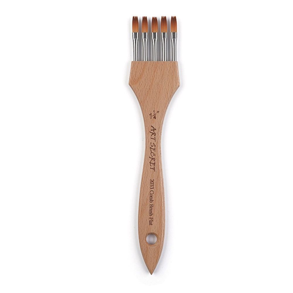 Bamboo Handle Multi-Tooth Comb Brush Round/Flat Acrylic Paint Brush High-quality Watercolor Brush
