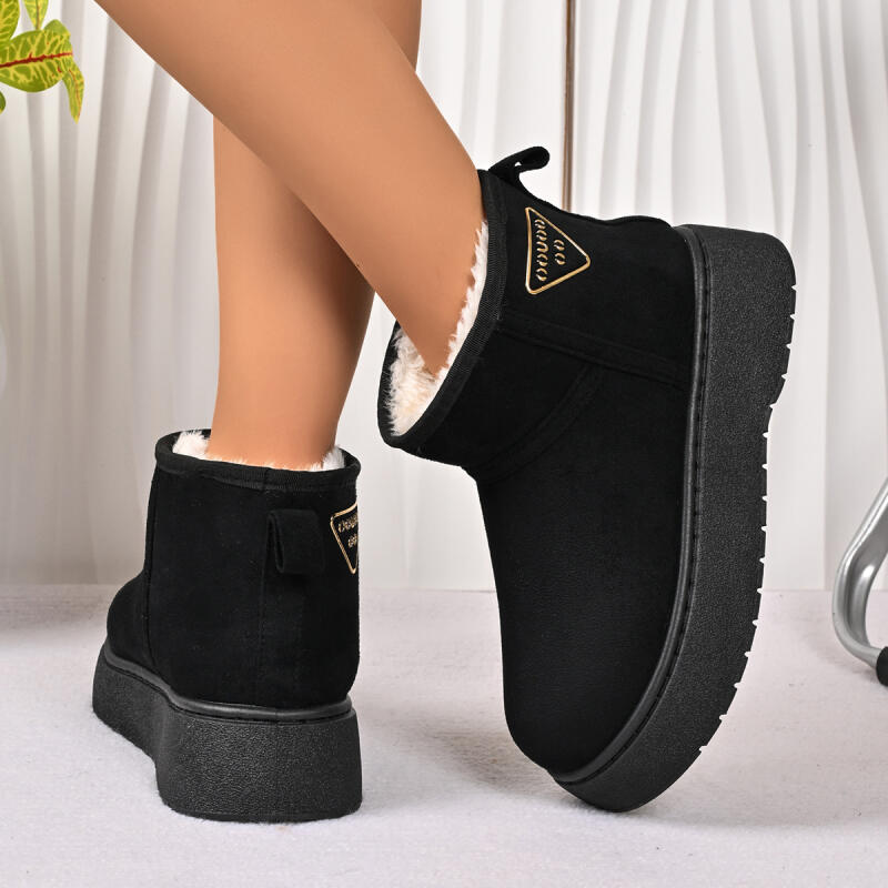 Fashion Warm Plush Brown Non Slip Snow Boots with Platform Women 2025 Winter Soft Thick Bottom Ankle Boots Fluffy Fur Woman's Shoes