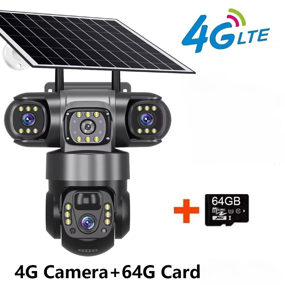 Güneş Enerjili Kamera 4G Sim Dış Mekan 3 Lens 3 Ekran 10X Yakınlaştırma PIR İnsan Algılama Kameraları Su Geçirmez Gece Görüşlü CCTV Güvenlik Koruması