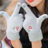 Autumn And Winter Knitted Plush Gloves Outdoor Cycling Windproof Warm Thick Cute Cartoon Touch Screen Gloves