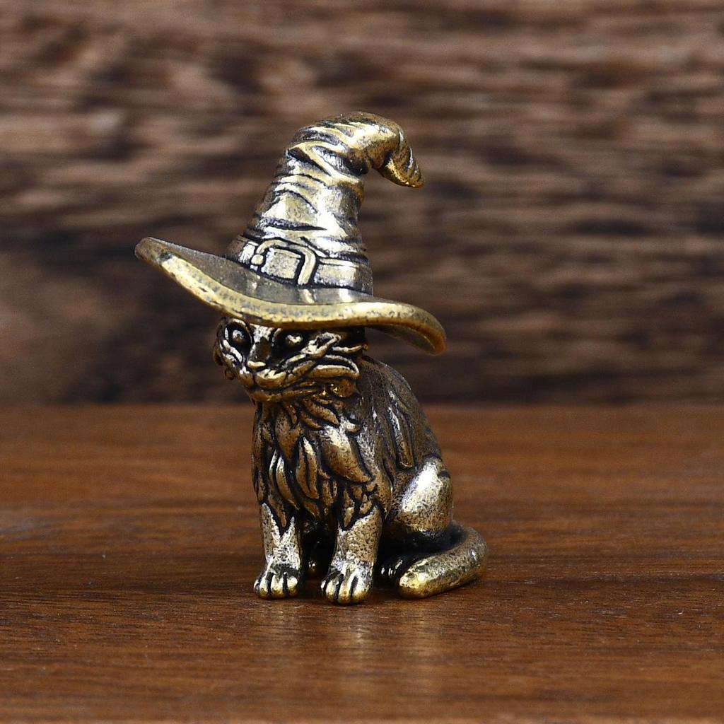 Solid Brass & Copper Magic Cat Tea Pet Ornament