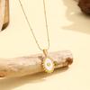18K Stainless Steel Necklace with White Mother-of-Pearl Sun Pendant - Elegant Women’s Fashion