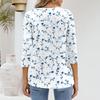 Damenmode Casual V-Ausschnitt 3/4 Ärmel Lose Bedrucktes T-Shirt Damen Top