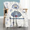 Manchester City 55 Personalized Text Blanket Lightweight Customizable Blanket Warmthful Decor Suitable for Sofa Office Chair Bed Picnics