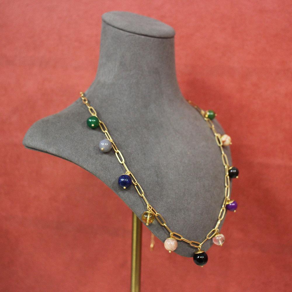 Necklace Dripping Oil Colored Crystal Beaded Handmade Long Sweater Chain Design Autumn And Winter