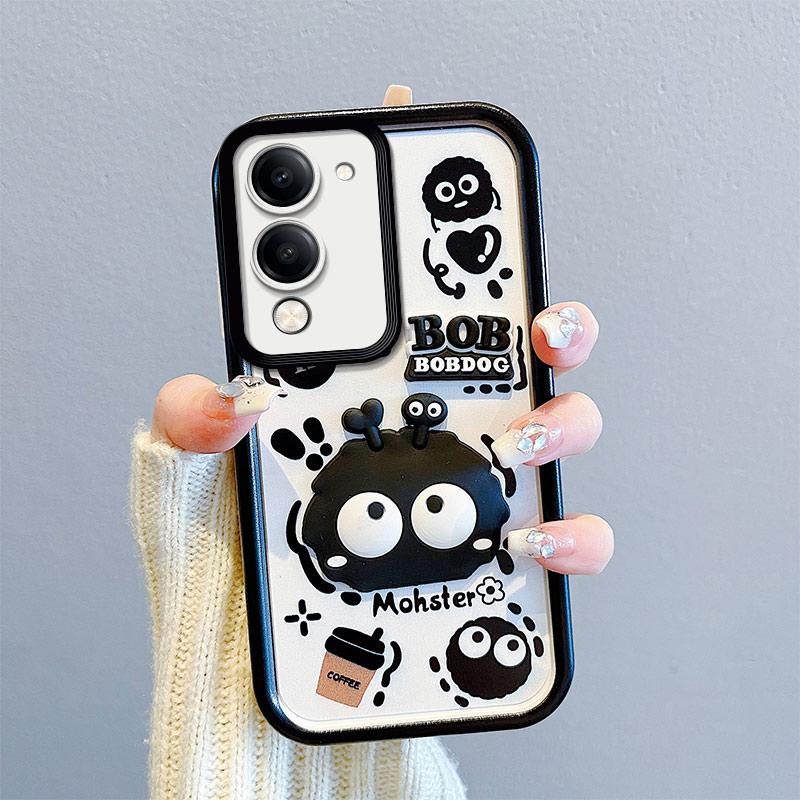 KEYSION Shockproof Case for VIVO Y04 with Lanyard Soft Silicone Cute 3D Cartoon Doll Phone Cover for VIVO Y29s 5G