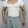 Men Short Sleeve Mesh Sheer Sexy Party Club T-shirts Tops