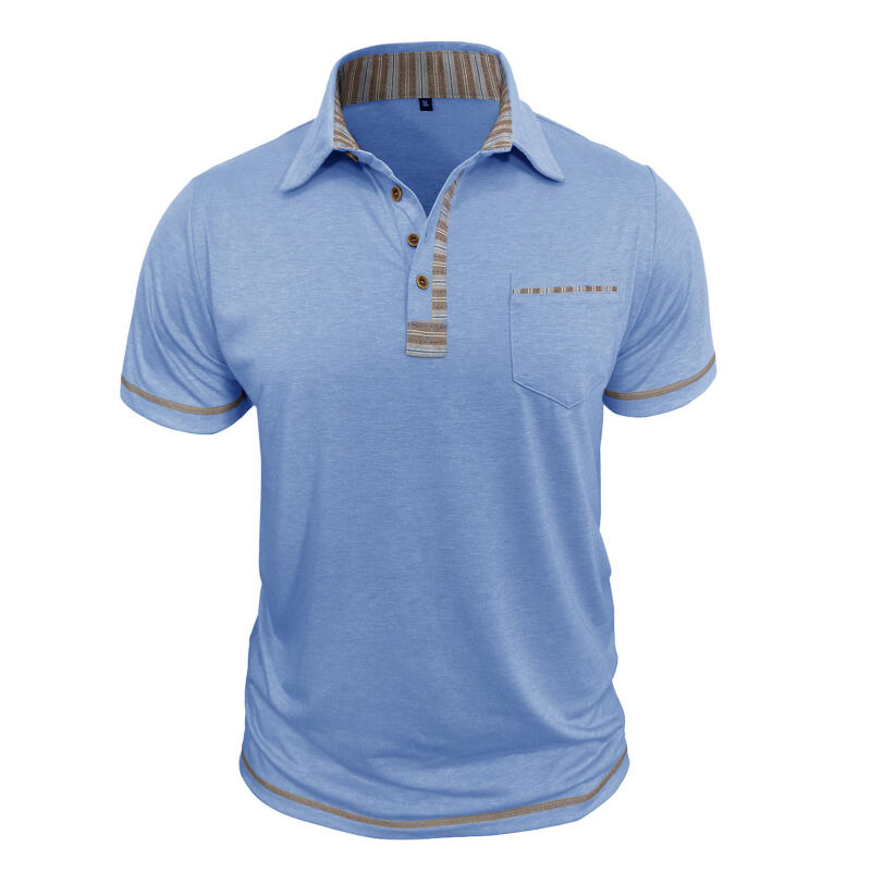 Men's Short Sleeve Polo Shirt Solid Color Casual Tops Breathable Business T-Shirt for Summer