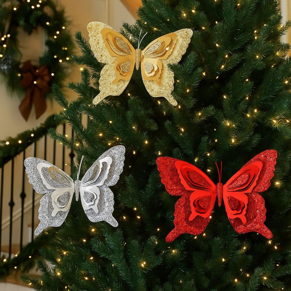 With Clip Butterfly Hanging Decor Realistic Artificial Butterfly Ornaments  Christmas Tree
