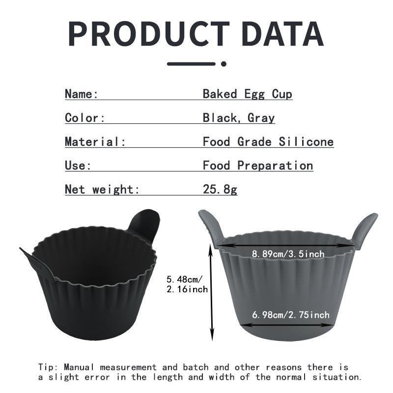 3Pcs Air Fryer Silicone Egg Mold Thickened Oven-Safe Baking Cups Non-Toxic Ramekins for Boiling/Steaming Eggs