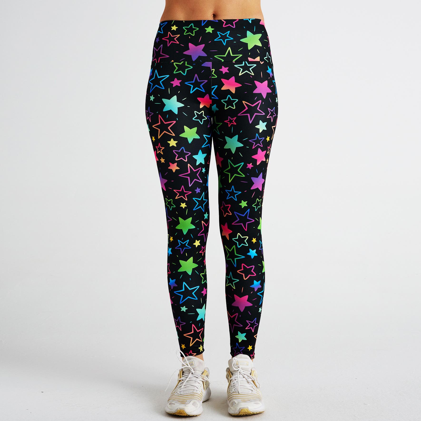 

Штаны для фитнеса и йоги с высокой талией и принтом звезд, штаны для фитнеса, женские модные спортивные сексуальные модные плавки S