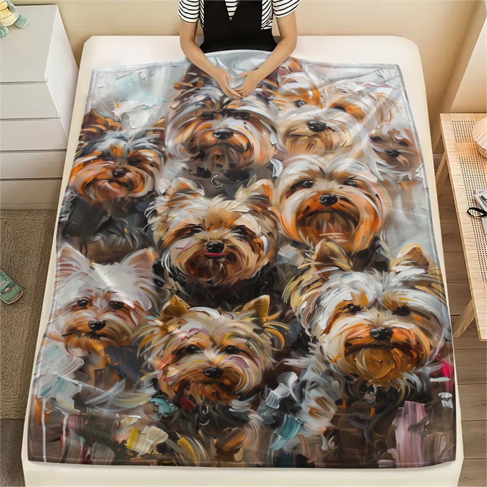 1Pc Rottweiler Dog Print Flannel Blanket, High quality Comfortable for All Seasons, Home Decor, Warmth and Comfort, Perfect for Christmas Gifts