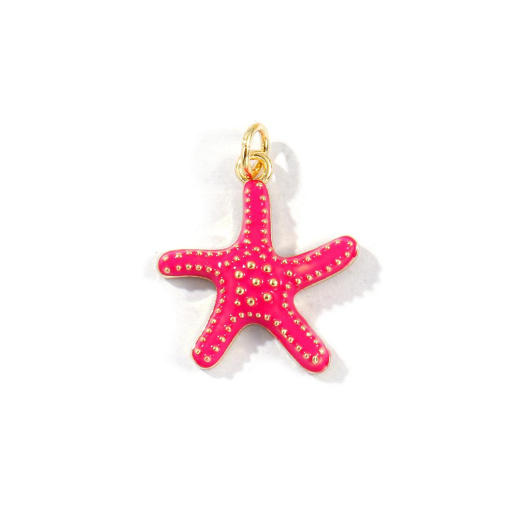 2 PCs Brass Ocean Jewelry Charms 18K Gold Plated Enamel Starfish Pendants For DIY Necklace Bracelet Jewelry Making 23mm X 18mm