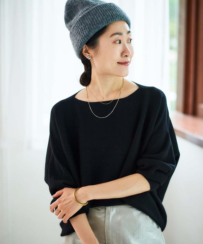 Le Coeur Blanc Milan Rib Hem Round Hand Size Black Pullover, Washable, 3048028401,