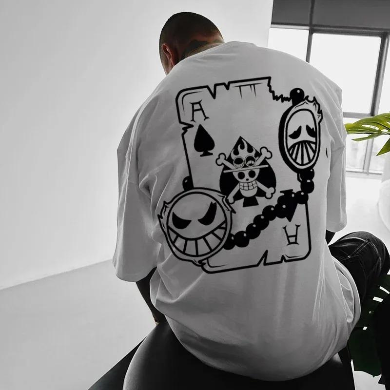 2026 ONE PIECE T-Shirt Unisex Ace Giappone Anime Estate Larga Casual Puro Cotone Y2k Harajuku Manica Corta Hip Hop Streetwear T-shirt Oversize