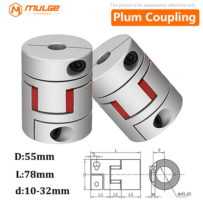 LM series Flexible plum clamp coupler D55L78 shaft size CNC Jaw shaft coupling 10mm-32mm D55 L78 couples 10x10mm