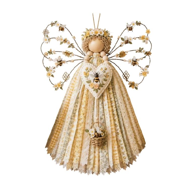 Angel Hanging Display Set for Indoor Rooms, Fabric Body Panels, Wire Outline and Hanging Cord Included for Use