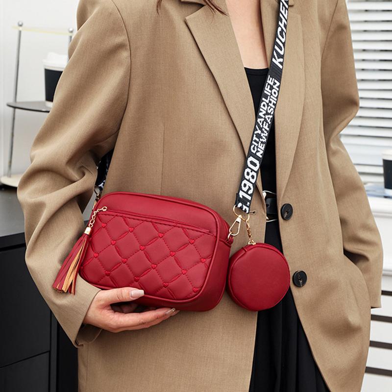 Women's Fashion Bags Embroidery PU Leather Women Square Handbags Brand Designer Zipper Female Cross Body Bags