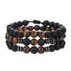 Matte Black Cubic Zirconia Ball & UFO Pendant Braided Bracelet Set