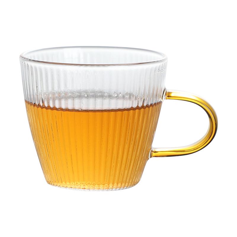 Set of Six Hammered Pattern Small Borosilicate Glass Tea Cups for Kung Fu Tea Tasting