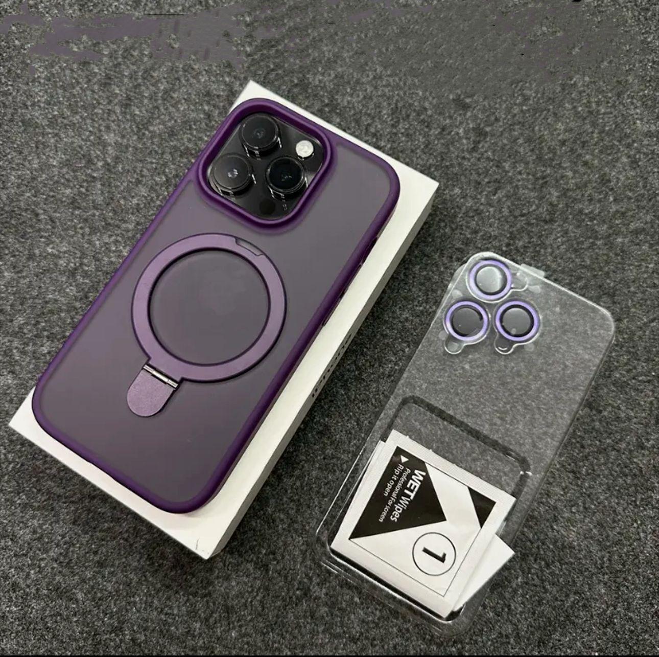 

Applicable To IPhone 17 Magnetic Bracket Mobile Phone Case Apple 16 Matte Skin Feeling Lens Film Protection Case iPhone 12 PROMAX