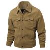 Men's Retro Corduroy Lapel Jacket - Spring/Autumn Workwear, Solid Color, Middle-Aged American Style