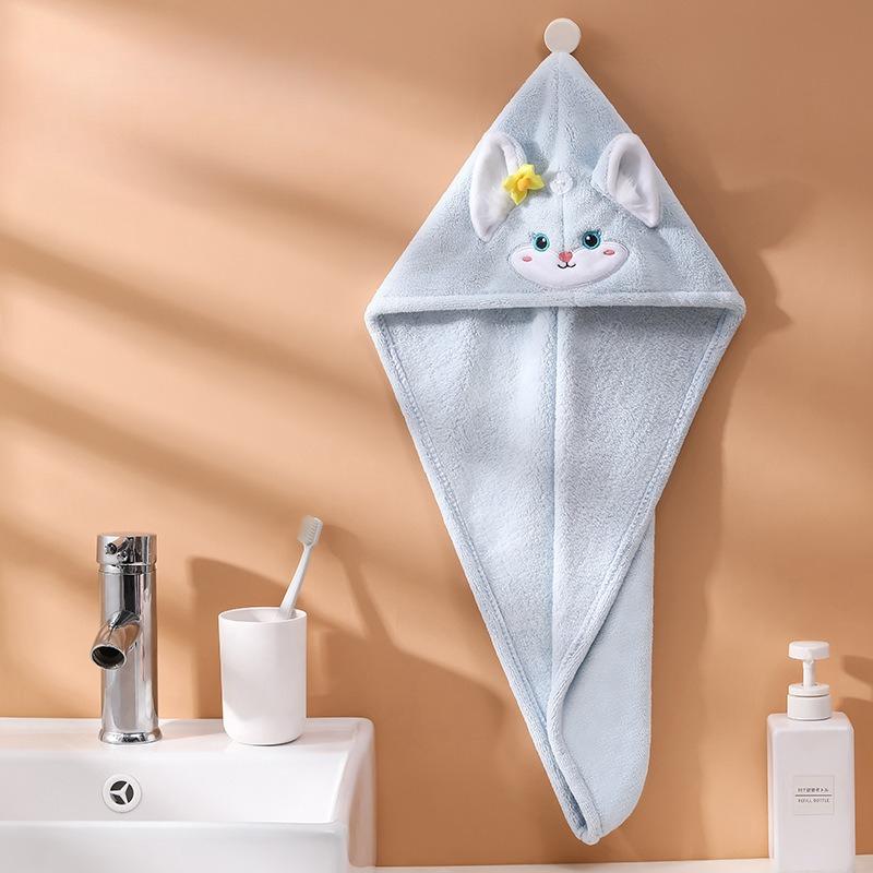 Fox Dry Hair Cap, Face Wash Headband, Makeup Remover, Coral Fleece Absorbent Dry Hair Towel