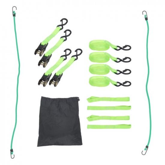 Ratchet Straps (4 Pack) - 2200lbs Break Strength 1  x 15  Green Tie Down Straps
