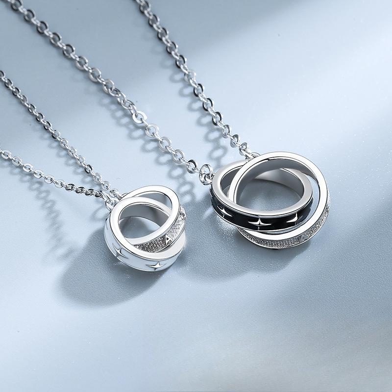 Doppelring Epoxid-Paar-Halskette Ein Paar Japanische und Koreanische Nischen-Designs High-End-Geschenke für Schüler zum Valentinstag