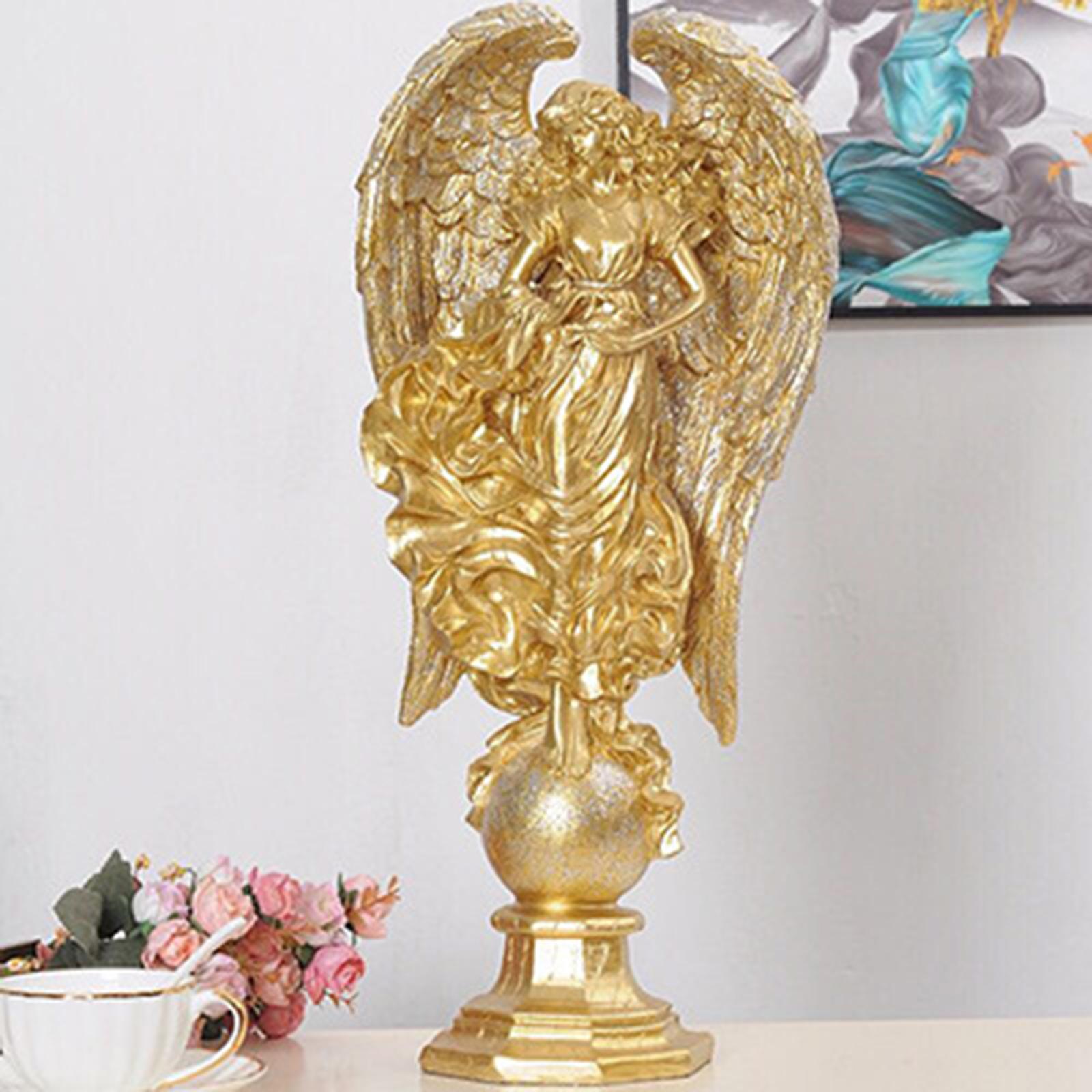 Resin Angel Figurine Modern Sculpture 3D Angel Statue Art Crafts Lawn Decoration Ornament Artwork Gift золотистый