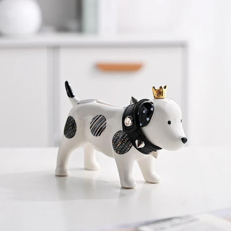 

Nordic Modern Minimalist Ceramic Ornaments Cute Little Dog Home Decorations Countertops Living Rooms Animal Decorations 16X5.7X9.5CM