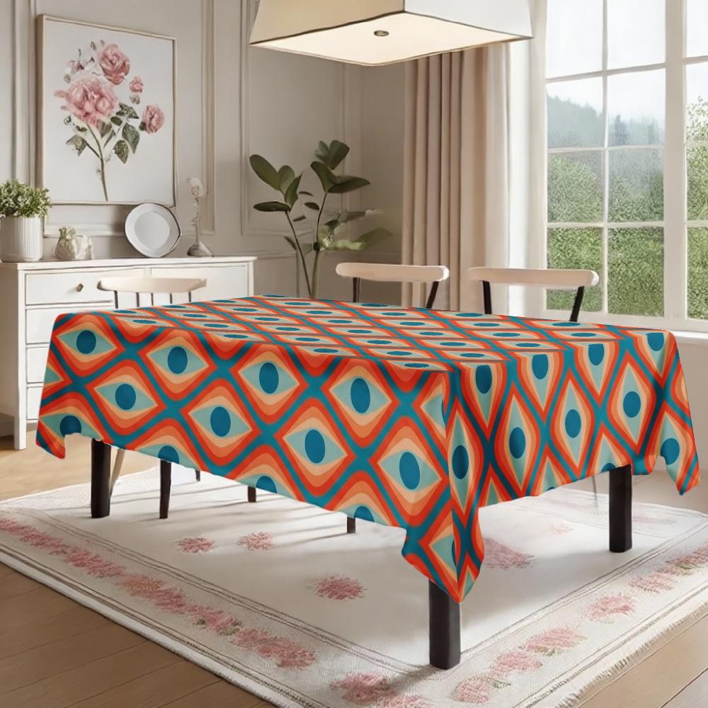 Geometric Pattern Rectangle Table Cloth for Table Decor Kitchen Dining Waterproof Reusable Tablecloth for Table Home Patio